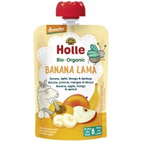Detské bio pyré banán, jablko, mango a marhuľa od 6 mesiaca Banana Lama